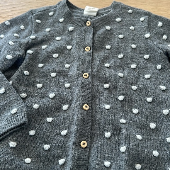 H&M polka dot gray sweater 12/18m girls baby - Picture 2 of 3